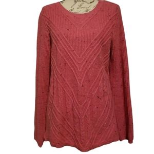 Talbots Pink Cable Knit Pullover Sweater Barbie Pink